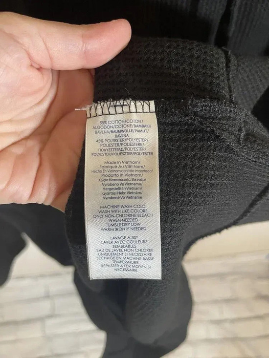 Women’s CHAPS Black Thermal Waffle Knit Hooded Long Sleeve, Size M - Picture 4 of 4